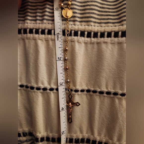 Solid 14K Yellow Gold Beaded Rosary Necklace weighs 12.56 Grams Brand new - Picture 7 of 16